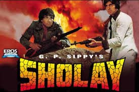 Sholay, Sanjeev Kumar, Dharmendra, Amitabh Bachchan, Amjad Khan, Hema Malini, Jaya Badhuri, Mac Mohan, Sachin, Asrani, Jagdeep, 1975