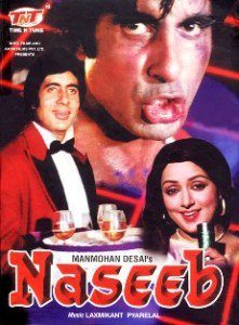 Naseeb, Amitabh Bachchan, Shatrughan Sinha, Rishi Kapoor, Hema Malini, Reena Roy, Pran, Kader Khan, Amjad Khan Amrish Puri, 1981