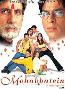 Mohabbatein, Amitabh Bachchan, Shahrukh Khan, Aishwarya Rai, Uday Chopra, Shamita Shetty, Kim Sharma, Jimmy Shergill, Preeti Jhangiani, Jugal Hansraj, 2000