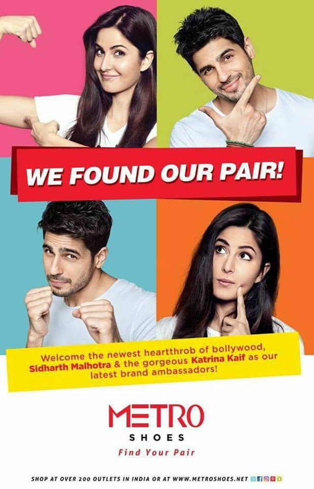 Katrina Kaif and Sidharth Malhotra roped in as brand ambassadors of Metro Shoes, , 2017