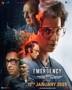 Emergency, Kangana RanautAnupam KherShreyas TalpadeMahima ChaudhryMilind SomanSatish Kaushik, 2025