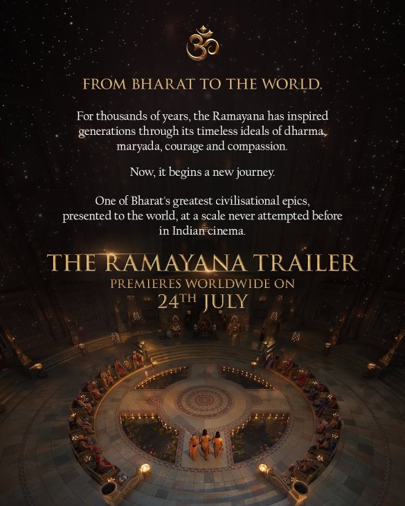 Ranbir Kapoor starrer Ramayana trailer to launch Worldwide on July 24, , 2026