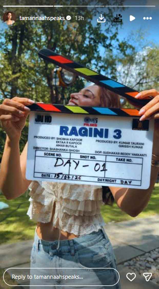 Ragini 3 begins filming: Tamannaah Bhatia kicks off shoot with Instagram update, , 2026